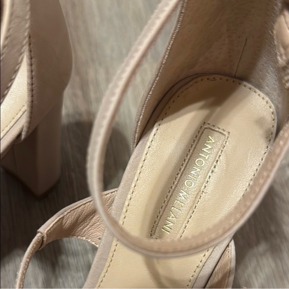 Antonio Melani Nude Ankle Strap Block Heel Pumps 9M - Picture 5 of 12